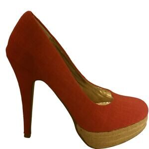 Styluxe Red Fabric Heels. 8M